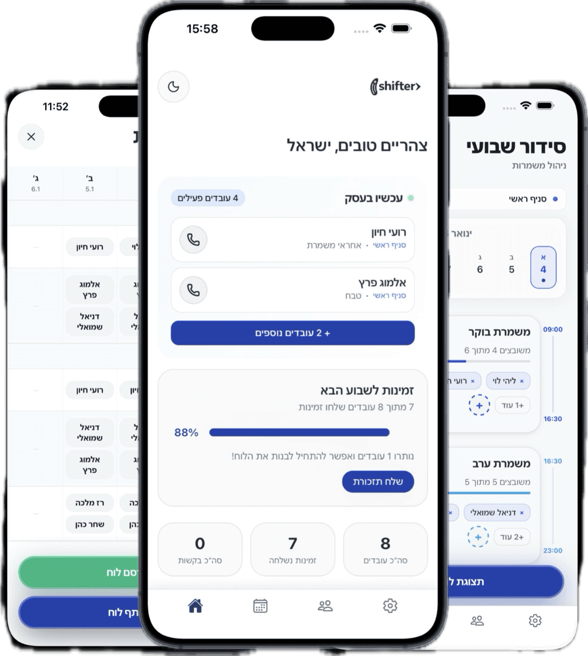 ממשק מסודר של שיפטר - סידור עבודה נקי